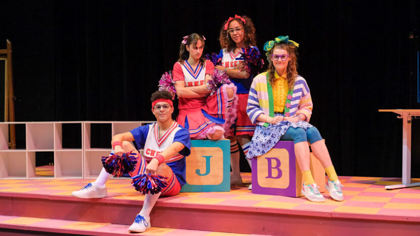 From left, Jack Cipriani, Miriam Shrivastava, Jane Elyse and Care Caldwell dressed as characters from the "Junie B. Jones, the Musical" theater production