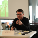 Jake Weiland, ’05, park manager, Point State Park, DCNR, speaks as part of an alumni panel discussion.