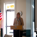 Cindy Adams Dunn, the Pennsylvania secretary of the Department of Conservation and Natural Resources, spoke at SRU’s Russell Wright Alumni House, April 17.  