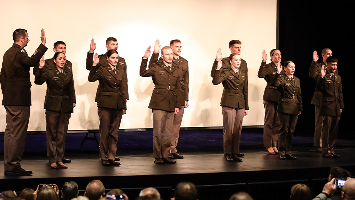 ROTC Cadets taking their oath.