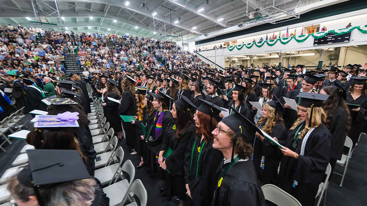 Morrwo Field House full for a commencement ceremony
