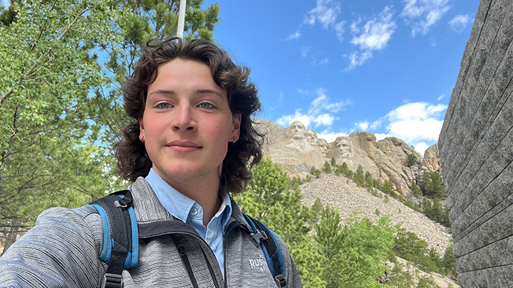 Beau Fillion is one of three college interns working as an interpretive ranger this summer for the National Park Service at Mount Rushmore.
