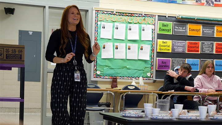 Teacher in a classroom.