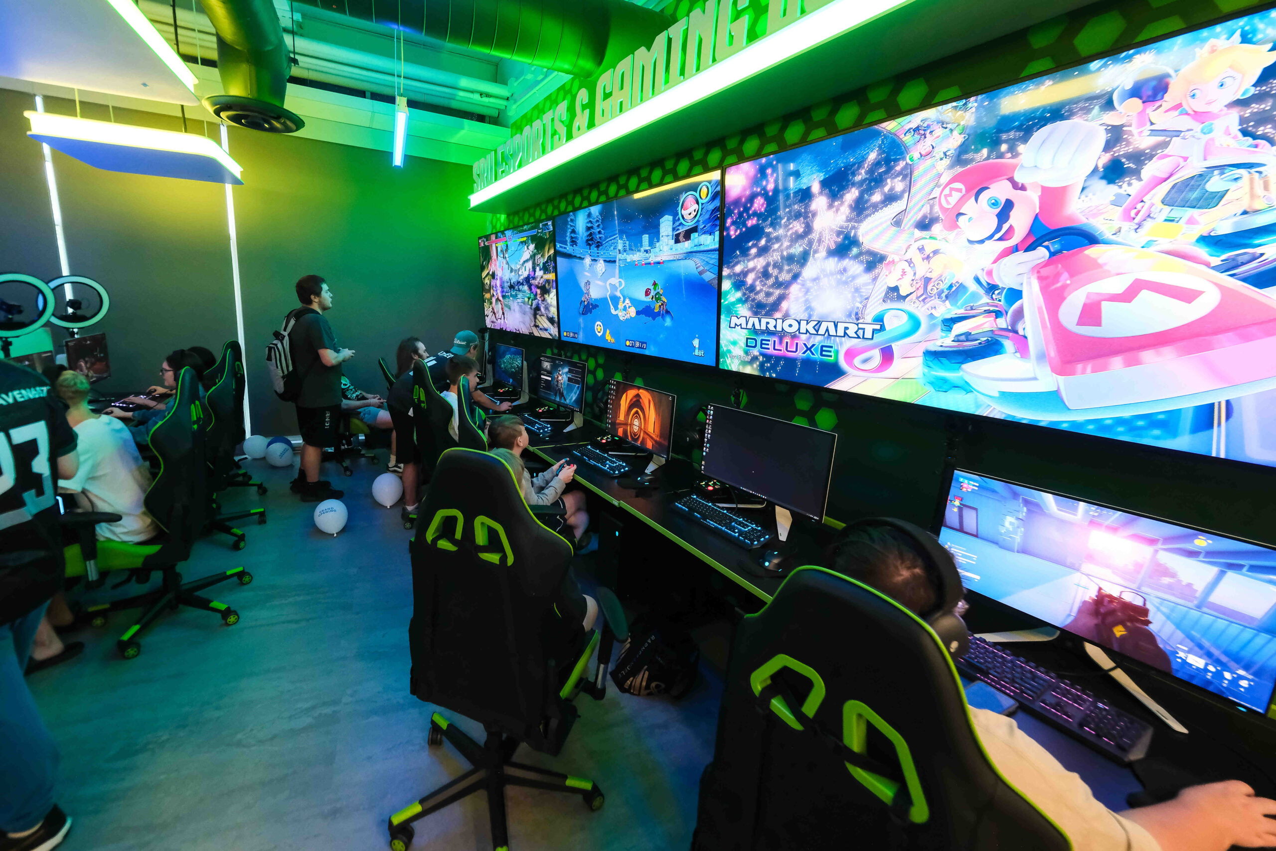 Students in the new E-Sports Gaming Lounge