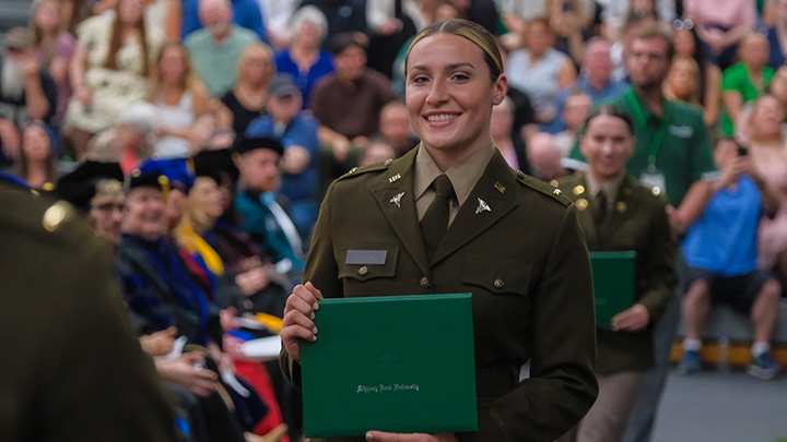 2nd Lt. Sydney Ryan graduated from SRU in May 2025 and entered the U.S. Army's Medical Service Corps. SRU is launching an academic concentration for military medical service corps in the University’s health care administration and management major that will be ideal for students like her.