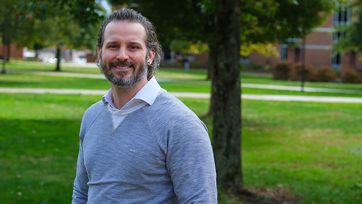 Nicholas Katsiadas in the quad.