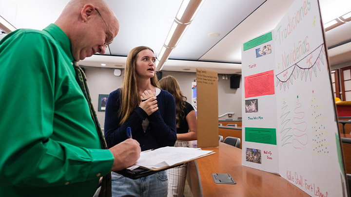 Student presenting her work