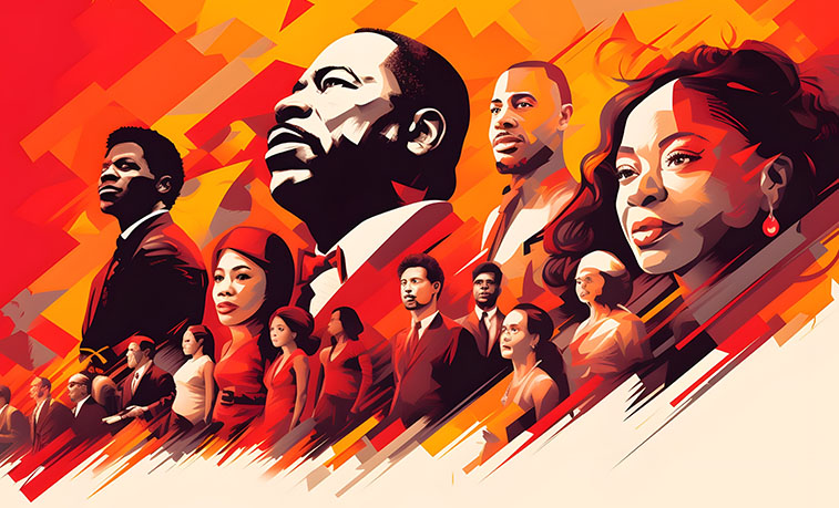 Graphic showing black American civil rights icons