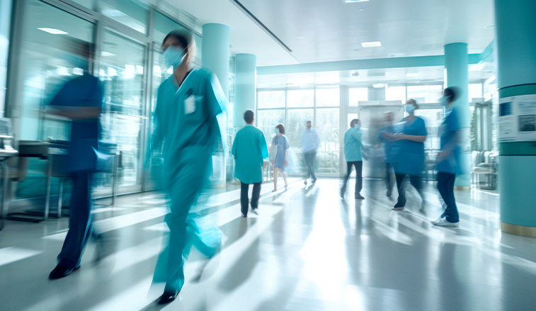 hospital environment with motion blur effect