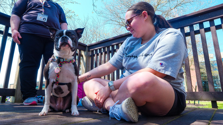 Student with a dog