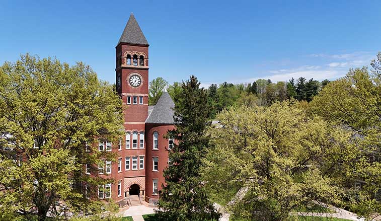 SRU Old Main aerial shot