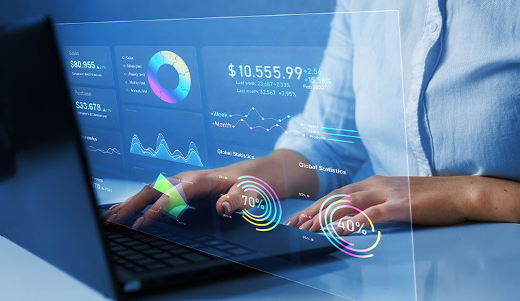 Data analytics on a computer screen