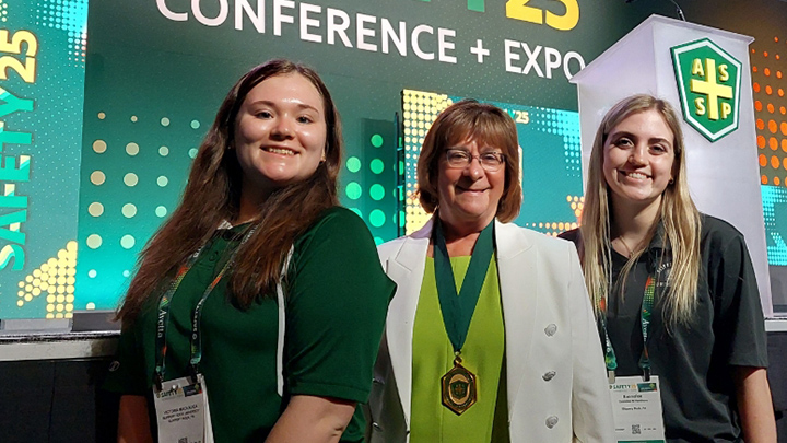 SRU safety management majors Victoria Mackalica, left, and Emmalee Henthorn, right, met with Pam Walaski, center, at the ASSP Professional Development Conference and Exposition in Orlando, Florida. Walaski is the outgoing president of ASSP.