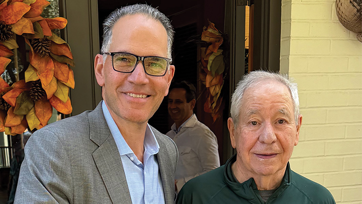 From left, Gary Charmel is recognized by Joe Gallo, Chairman of Gallo Family Wine & Spirits, for Charmel's 35 years of service in the wine and spirits business.