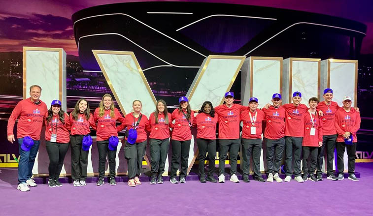 Faculty and students at the Super Bowl in Las Vegas.