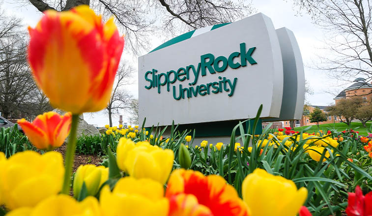 Slippery Rock University sign