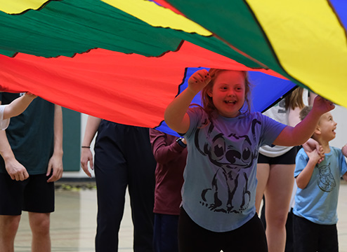 Children playing parachute