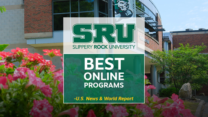 SRU Campus and a graphic displaying Best online programs