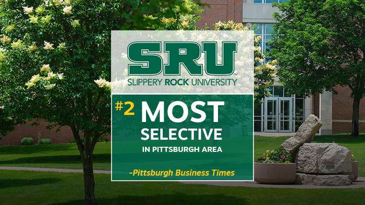 Most selective college award graphic over sru campus