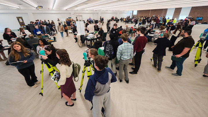 High school students at the STEM career expo
