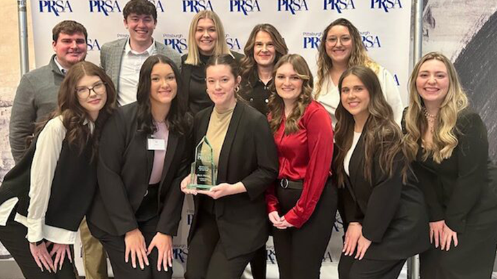Members of the Rock PRSSA, the Public Relations Student Society of America chapter at SRU