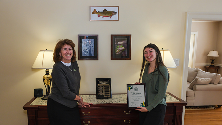 Student with the president