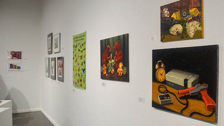 Paintings on a wall.