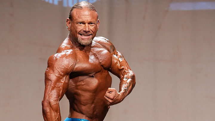 Bodybuilder flexing.