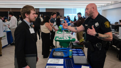 Student meeting with a potential employer