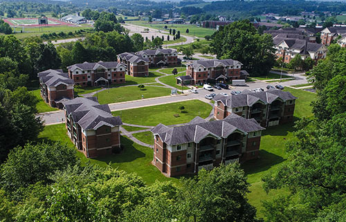 Aerial view of the Rock Apartments