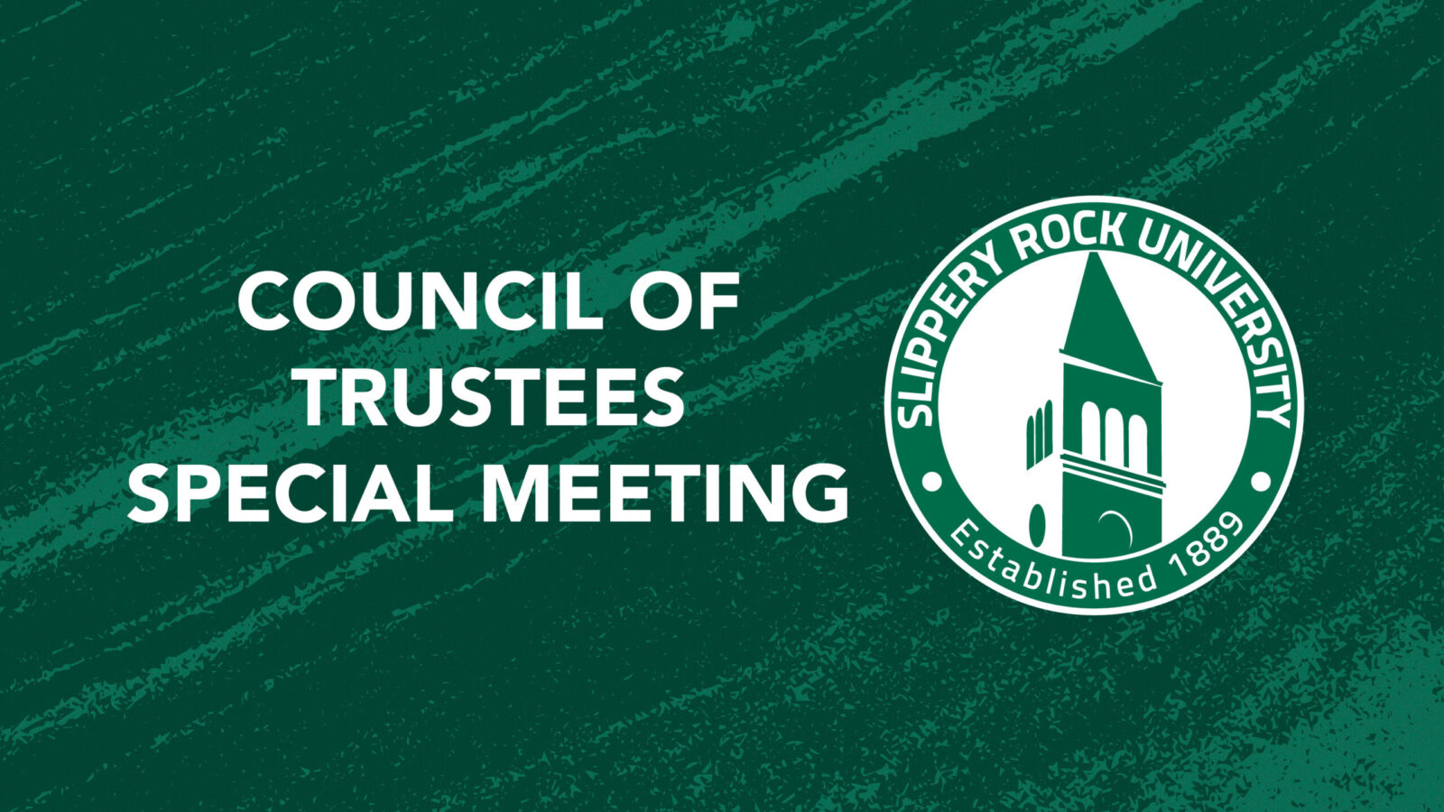SRU logo graphic that says Council of Trustees Special Meeting