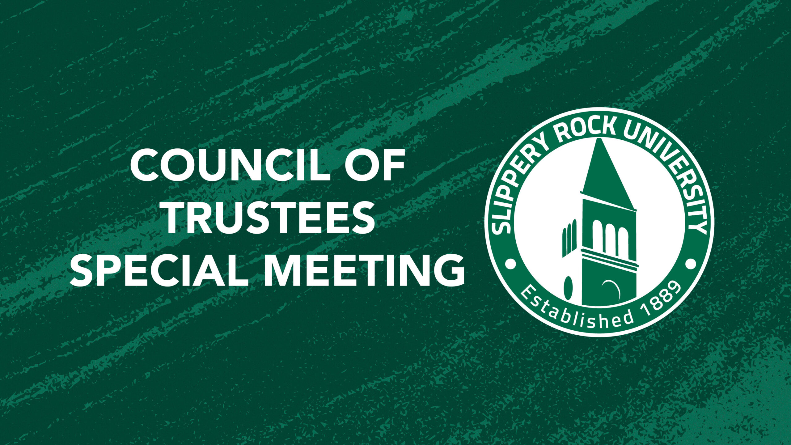 SRU logo graphic that says Council of Trustees Special Meeting