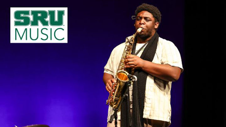 Student playing saxophone.