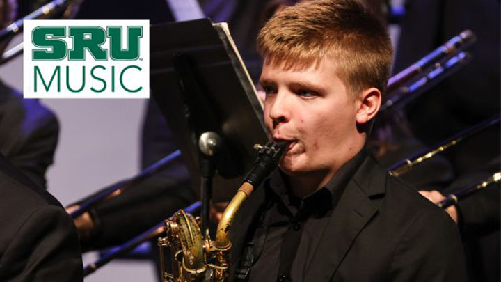 Student playing saxophone.