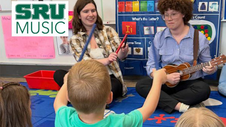 People playing instruments with children.