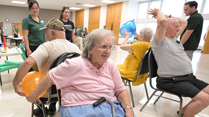 SRU graduate students watch as the seniors exercises at Slippery Rock Senior Center on June 30, 2026. (Photo by Justin Guido/Butler Eagle)