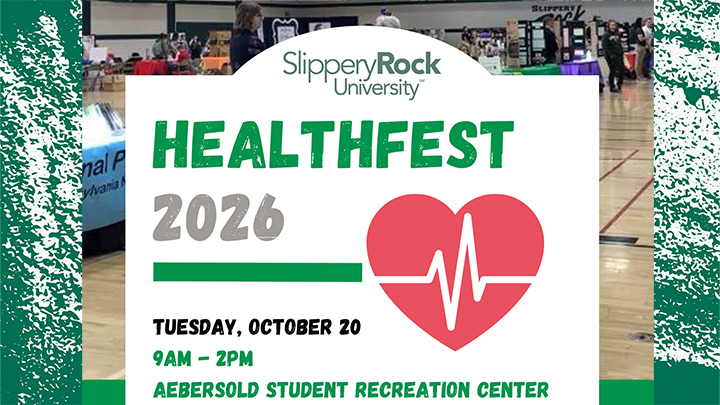 Graphic of gym that says Healthfest 2026 with heart.
