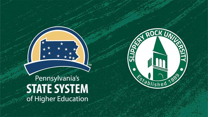 PASSHE logo next to SRU logo on green background.